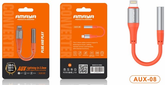 AMAYA AUX-08: Lightning to 3.5mm Audio Adapter